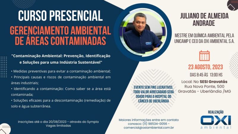 Curso Contaminação Ambiental :  Prevenção, Identificação e Soluções para uma Indústria Sustentável em Uberlândia Mg