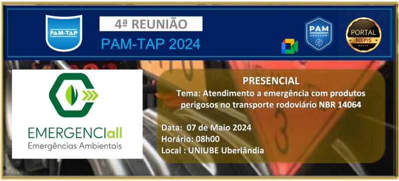 4ª Reunião PAM-TAP 2024 EMERGENCIall Emergências Ambientais